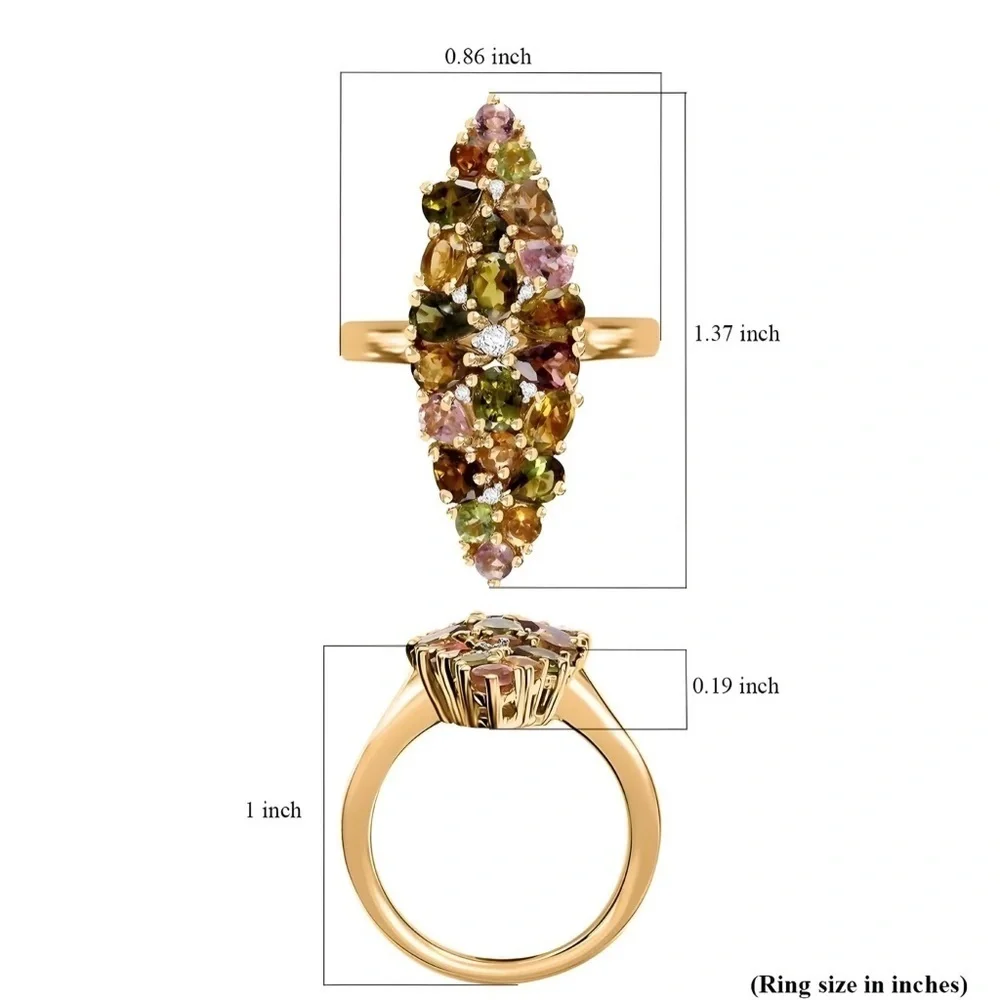 MAKE ME AN OFFER !!! Multi Tourmaline 18k Gold Vermeil Cocktail Ring MSRP $550